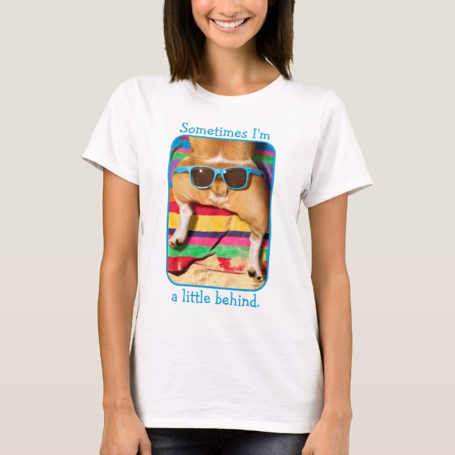 T-shirt Bouton de chien avec lunettes de soleil (Devant)