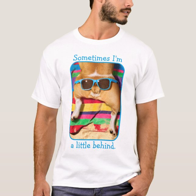 T-shirt Bouton de chien avec lunettes de soleil (Devant)
