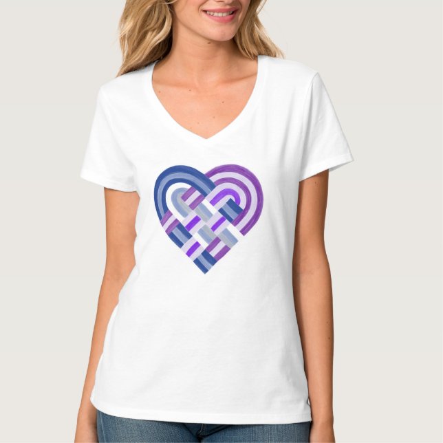 T-shirt Bouton de coeur tissé Drapeau de fierté lesbienne  (Devant)