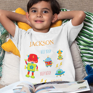 T-shirt Bouton Robot Coloré amusant Boop Petit Garçon