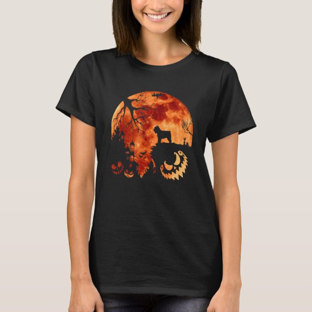 T-shirt Bouvier Des Flandre Et Lune Costume Halloween Pum (Devant)