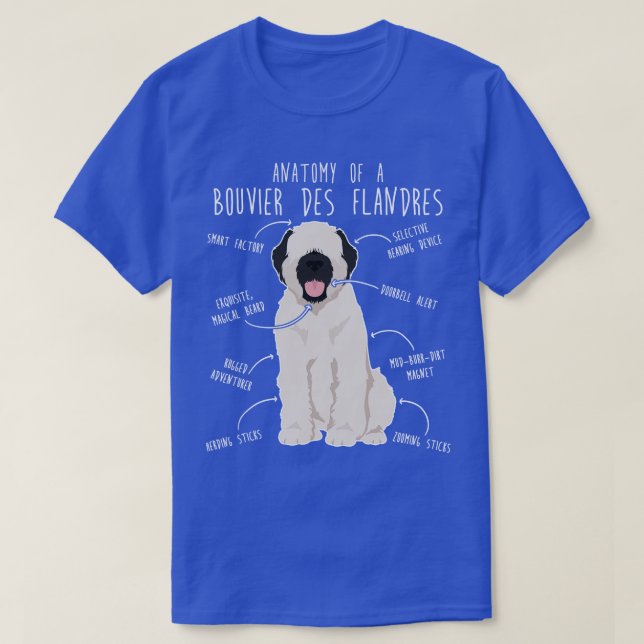 T-shirt Bouvier Des Flandres Fawn Cream Dog Anatomie (Design devant)