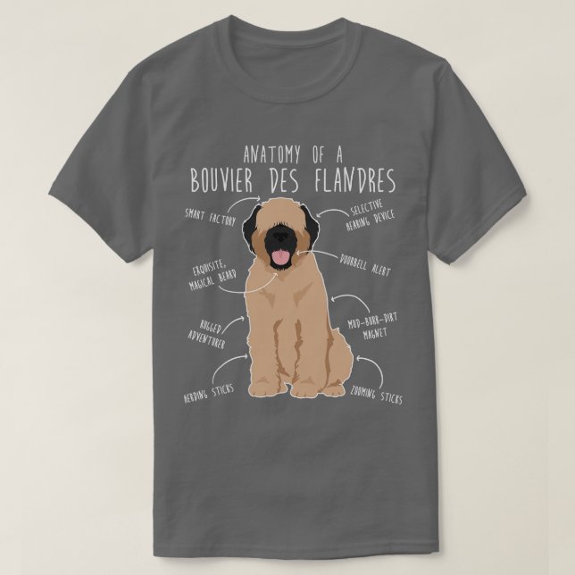 T-shirt Bouvier Des Flandres Fawn Cream Dog Anatomie 1 (Design devant)