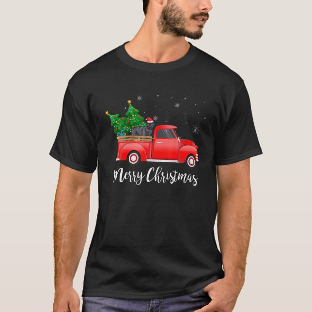 T-shirt Bouvier Du Flandres Dog Riding Red Truck Christma (Devant)