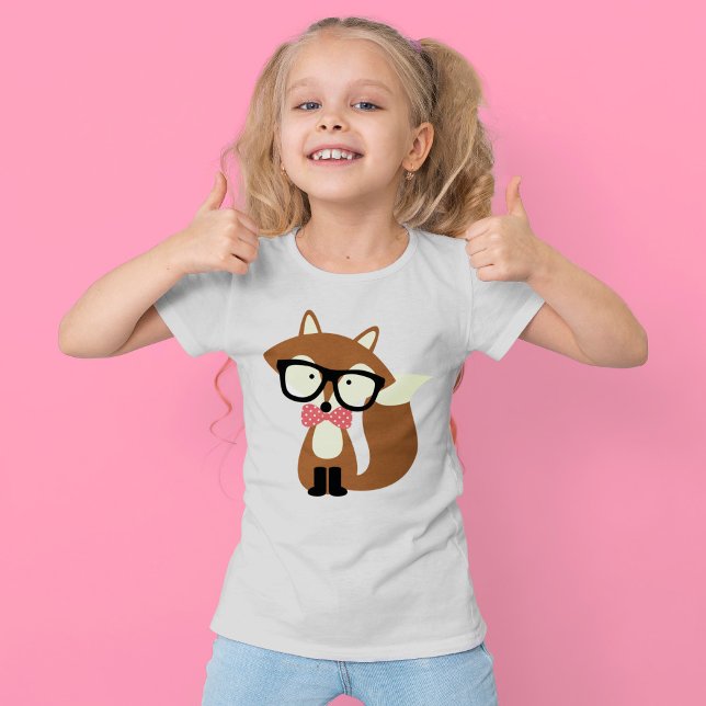 T-Shirt Bow Cravate et lunettes Hipster Renard Brown (Créateur téléchargé)