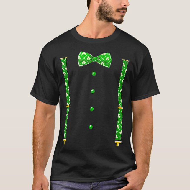 T-shirt Bow Cravate St Patrick Jour Shamrock Costume Cadea (Devant)