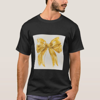 T-shirt Bow de fille en coquette aquarelle Aesthétique or