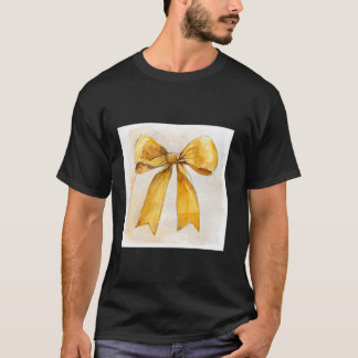 T-shirt Bow de fille en coquette aquarelle Aesthétique or