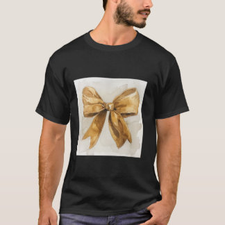 T-shirt Bow de fille en coquette aquarelle Aesthétique or