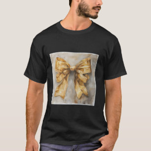 T-shirt Bow de fille en coquette aquarelle Aesthétique or