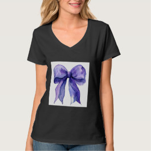 T-shirt Bow de fille en coquette aquarelle Aesthétique vio