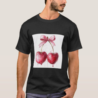T-shirt Bow fille en Aquarelle coquette Aesthétique rose B
