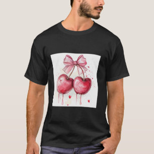 T-shirt Bow fille en Aquarelle coquette Aesthétique rose B