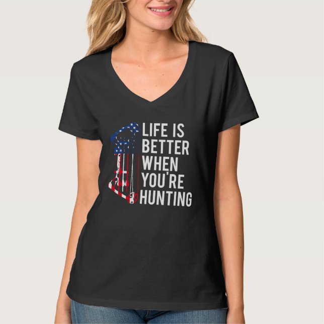 T-shirt Bow Hunting American Flag Quote for Flag Loving Bo (Devant)