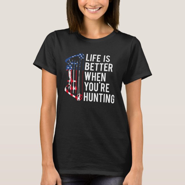 T-shirt Bow Hunting American Flag Quote for Flag Loving Bo (Devant)