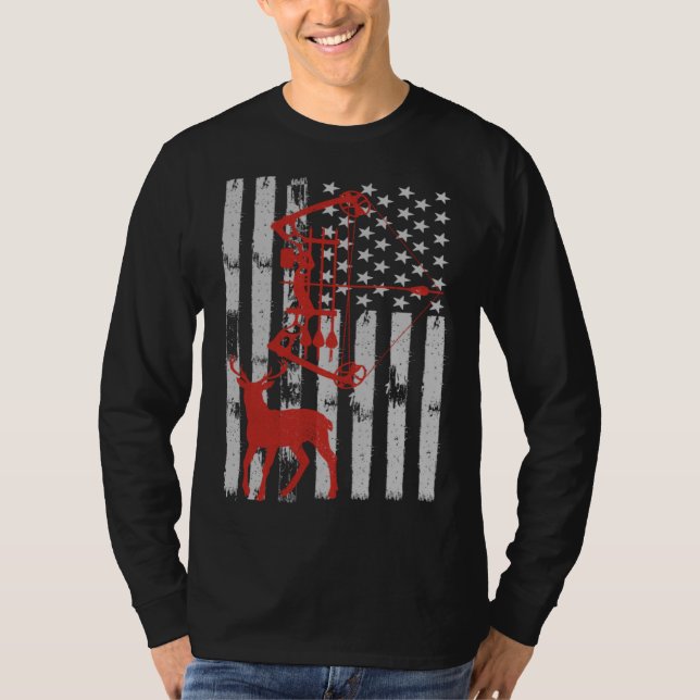 T-shirt Bow Hunting Deer Flag for Men Or Women Hunters (Devant)