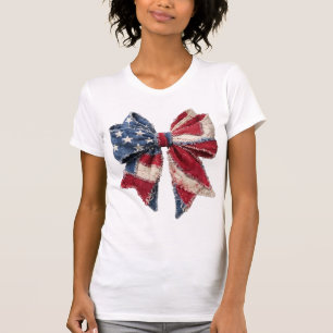 T-shirt Bow Patchwork USA, Drapeau Américain