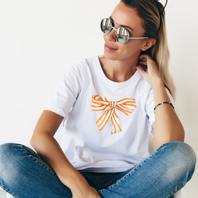 T-shirt Bow rayé blanc orange (Créateur téléchargé)
