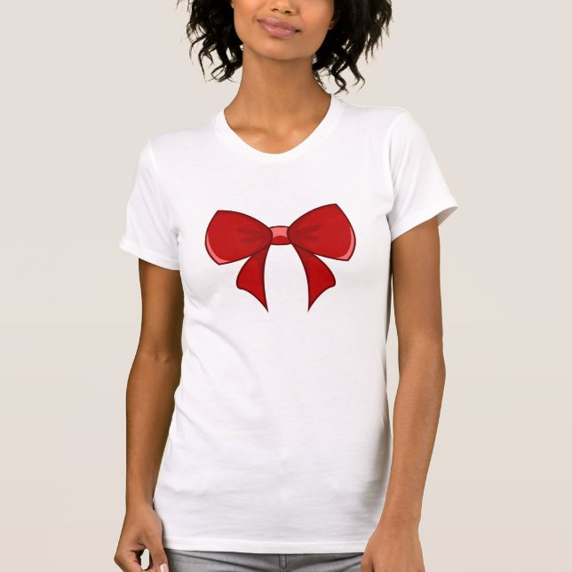 T-Shirt Bow Rouge Pour Filles (Devant)