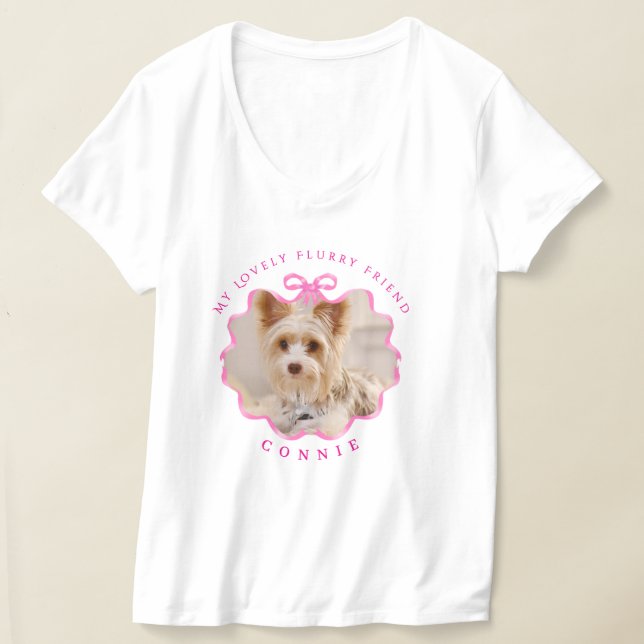 T-shirt Bow Ruban Pet Photo rose (Poser)