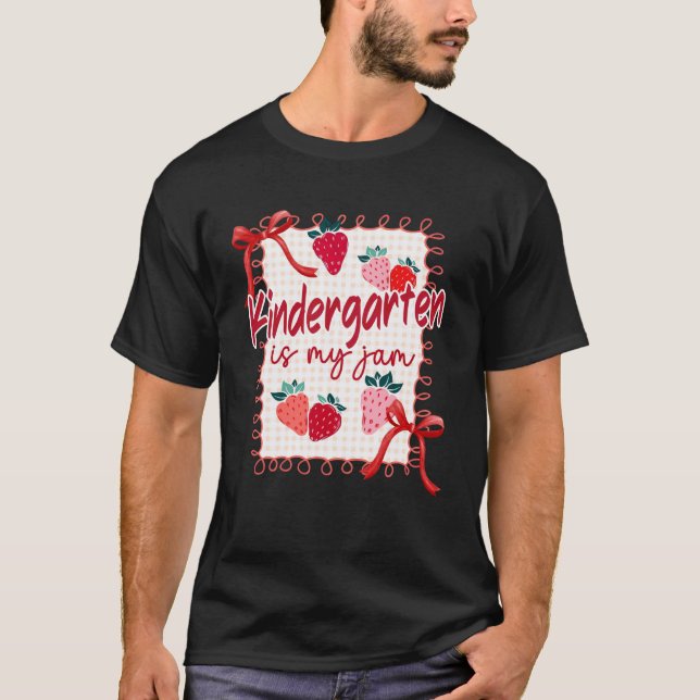T-shirt Bow Strawberry Kindergarten est mon professeur de  (Devant)