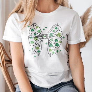 T-shirt Bow Vintage "Trop mignon" avec Shamrocks