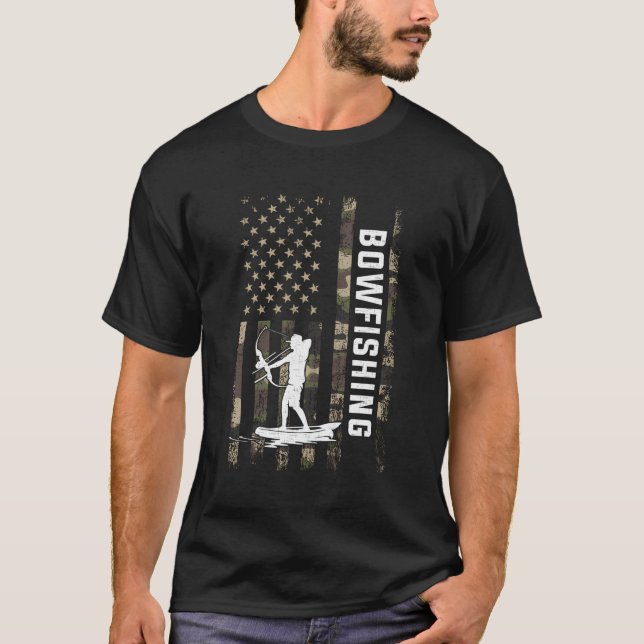 T-shirt BowFishing American Flag BowFishing (Devant)