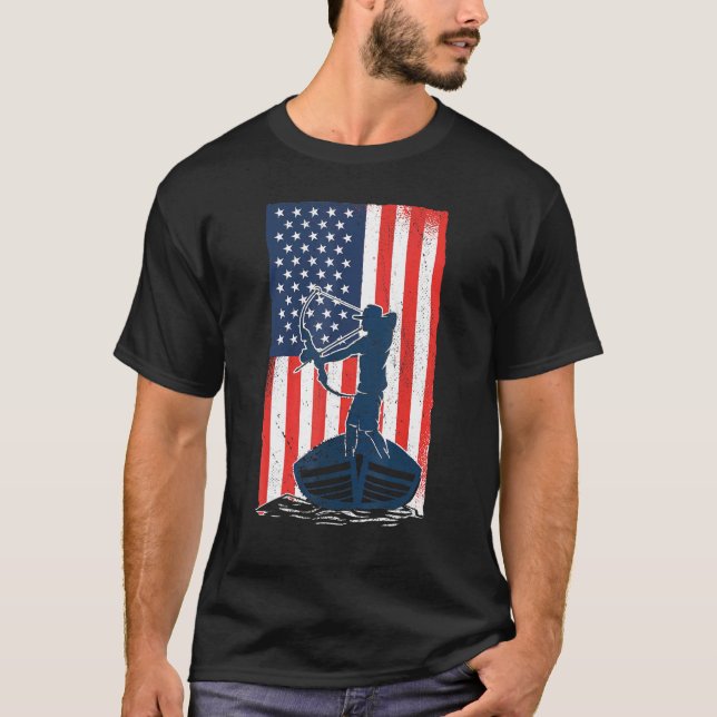 T-shirt BowFishing American Flag Fish Bow Chasse (Devant)