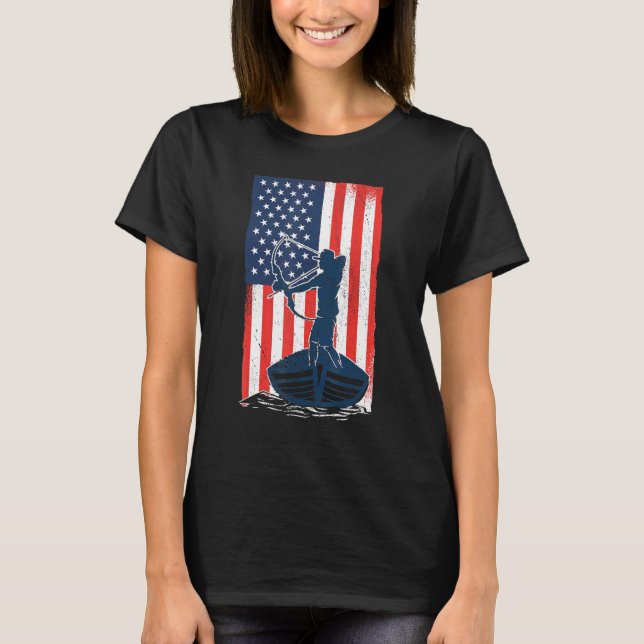 T-shirt BowFishing American Flag Fish Bow Chasse (Devant)