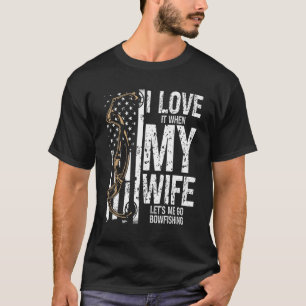 T-shirt Bowfishing I love my Wife Bow Hunter Archer Fisher