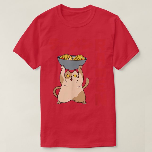 T-shirt Bowl Cat Ramen Anime Noodles Kawaii Sketc japonais (Design devant)