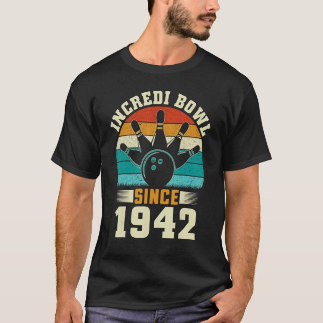 T-shirt Bowler Bowling de 80 ans 1942 80e anniversaire (Devant)