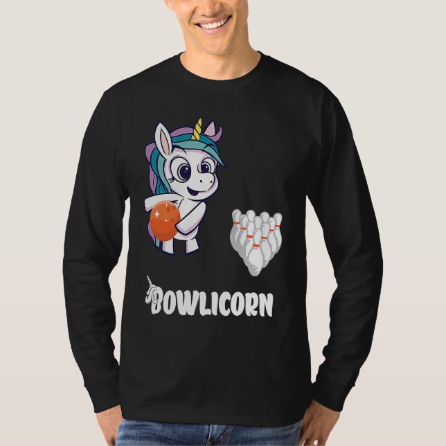 T-shirt Bowler Bowling Unicorn Strike Bowling Pin Bowling  (Devant)