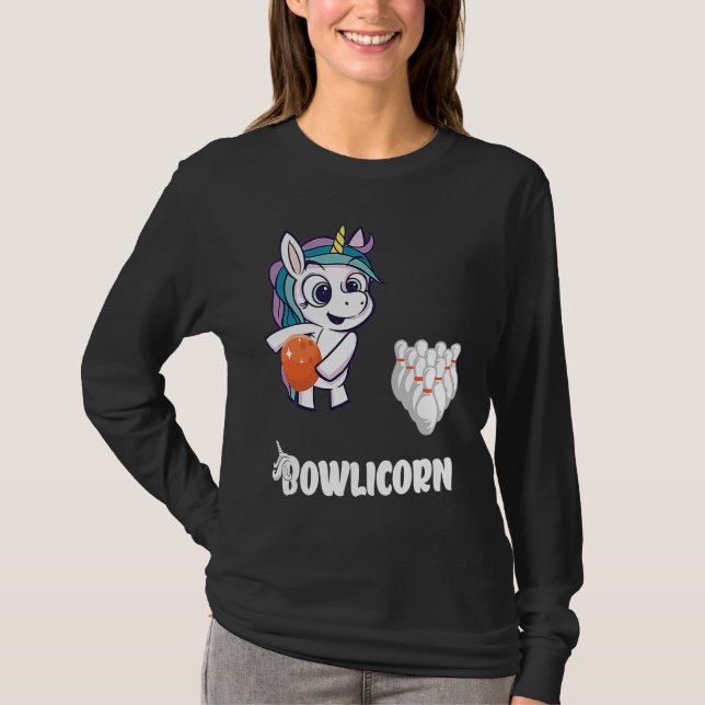 T-shirt Bowler Bowling Unicorn Strike Bowling Pin Bowling  (Devant)