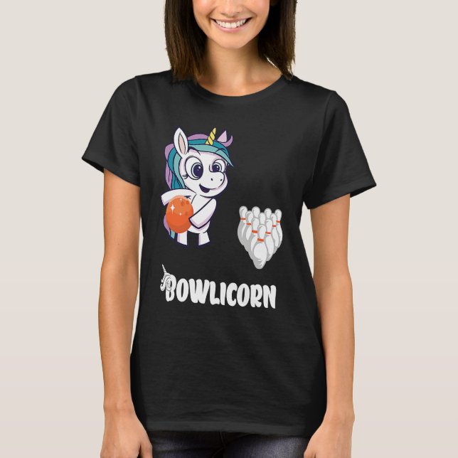 T-shirt Bowler Bowling Unicorn Strike Bowling Pin Bowling  (Devant)