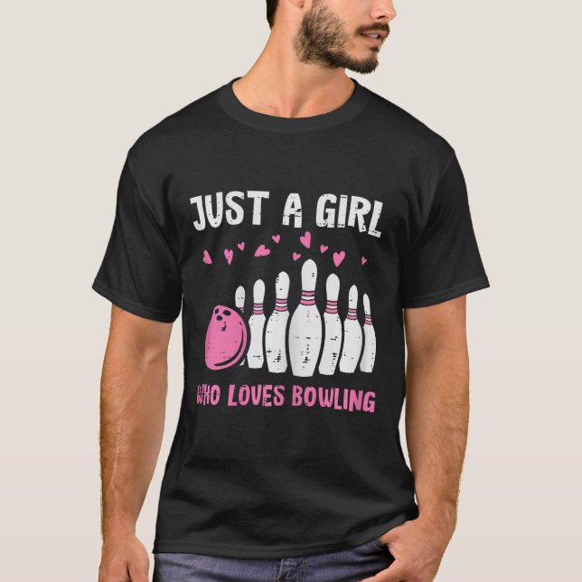 T-shirt Bowler Just Girl Loves Bowling Cute Girls Kids Tod (Devant)