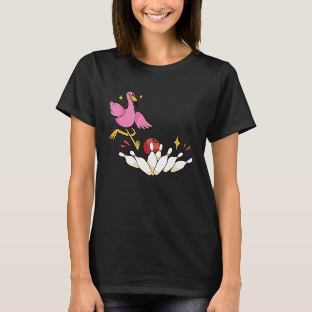 T-shirt Bowler Strike Bowling Team Bowling Pins Flamant ro (Devant)