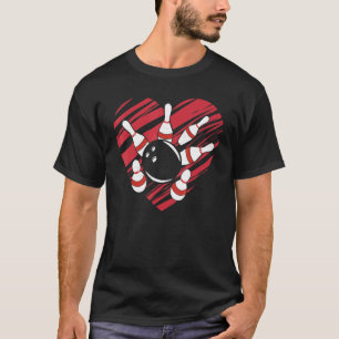 T-shirt Bowler Team Correspondance Bowling Heart I Love Bo