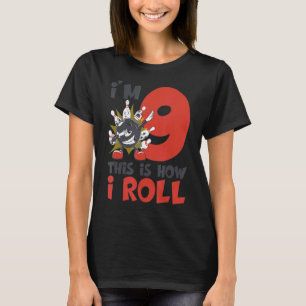 T-shirt Bowling Anniversaire 9 Anniversaire Bowler 9e Anni