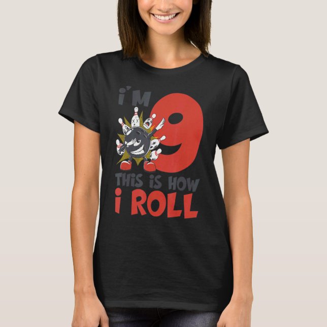 T-shirt Bowling Anniversaire 9 Anniversaire Bowler 9e Anni (Devant)