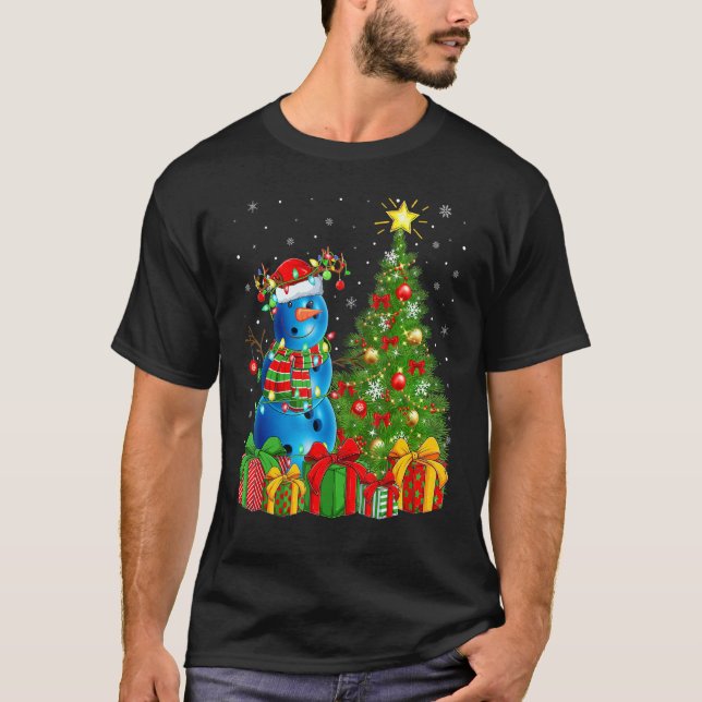T-shirt Bowling Ball Lights Xmas Tree Snowman Bowling Ball (Devant)