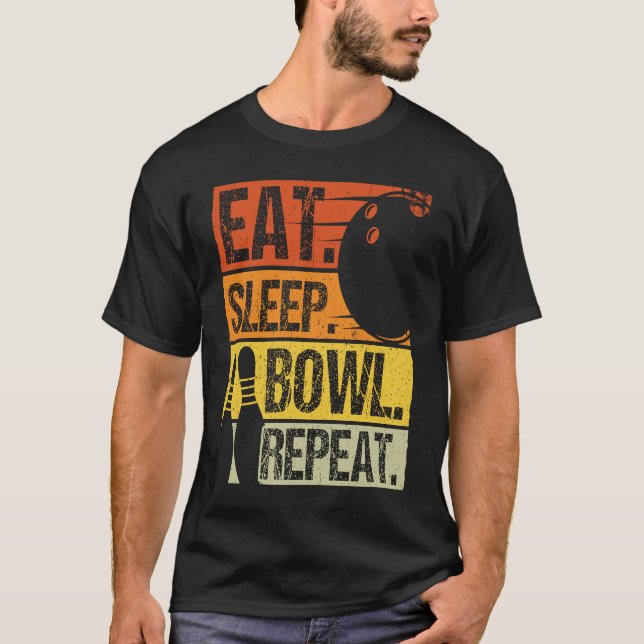 T-shirt Bowling Ball Pin Bowler Strike Bowlin (Devant)