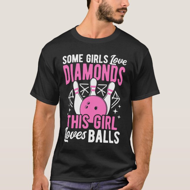 T-shirt Bowling Ball Pin Bowler Strike Bowling Girls Bowli (Devant)