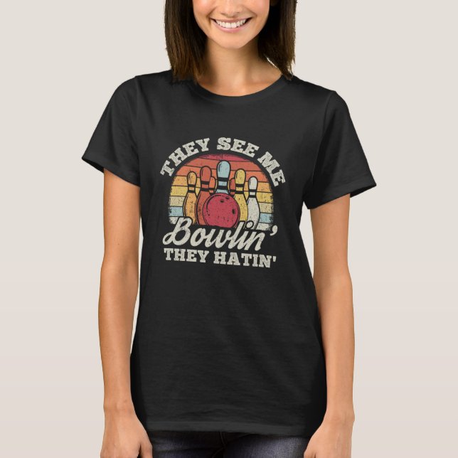 T-shirt Bowling Ball Pin Bowler Strike Bowling Team Bowlin (Devant)