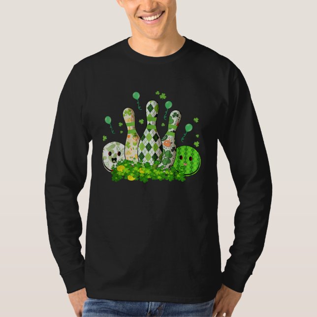 T-shirt Bowling Ball Shamrock Leprechaun St Patricks Day B (Devant)