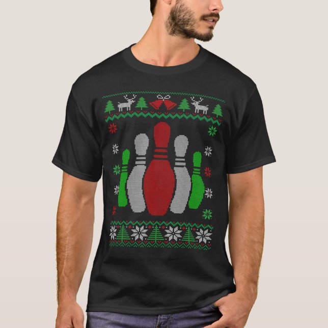 T-shirt Bowling Bowler Bowling Vilain Noël (Devant)