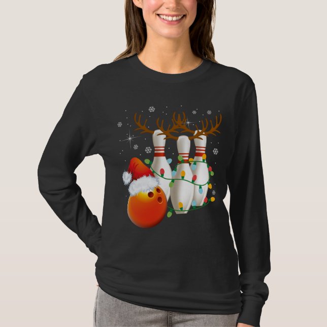 T-shirt Bowling Cadeaux Noël Bowling Santa Hat Christma (Devant)