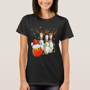 T-shirt Bowling Cadeaux Noël Bowling Santa Hat Christma