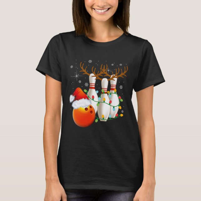 T-shirt Bowling Cadeaux Noël Bowling Santa Hat Christma (Devant)