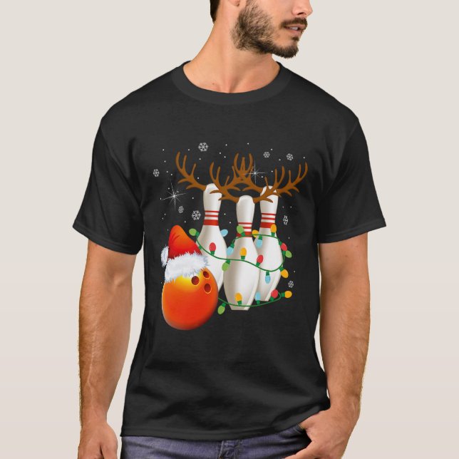 T-shirt Bowling Cadeaux Noël Bowling Santa Hat Christma (Devant)